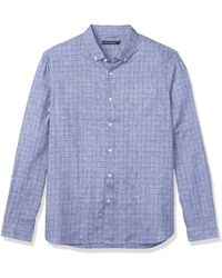 French Connection Mens Blue Check Print Casual Button-Down Shirt XS BHFO 4257 