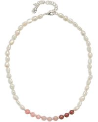 Lucky Brand - Pink And Pearl Beaded Collar Necklace - Lyst