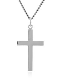 Amazon Essentials - Sterling Silver Solid Polished Cross With Lord's Prayer Inscription And Stainless Steel Chain - Lyst