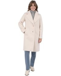 Nine West - Notch Collar Single Breasted Faux Wool Coat - Lyst