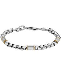 Fossil - All Stacked Up Two-tone Stainless Steel Chain Bracelet - Lyst