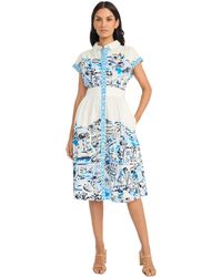 Maggy London - S Button Front Midi Pockets-cap Sleeve Collared A-line-wedding Guest Cocktail Dress - Lyst
