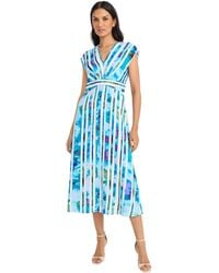 Maggy London - Empire Waist Cap Sleeve V-neck Midi-elegant A-line Wedding Guest Dress - Lyst