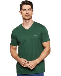 Lacoste - Short Sleeve V-neck Pima Cotton Jersey T-shirt,green,xx-large - Lyst