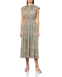 Lucky Brand - Smocked Dropped Waist Midi Shirt Dress - Lyst