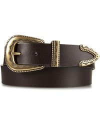 Lucky Brand - Textured Leather Buckle Set Jean Belt In Brown - Lyst