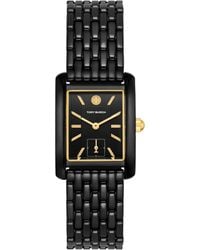 Tory Burch - Eleanor Black Stainless Steel Bracelet Watch - Lyst