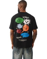 TRUE RELIGION - Short Sleeve Speech Bubble Tee– Crewneck Graphic T-shirt- Jet Black - Lyst