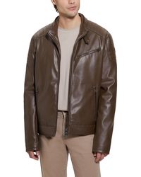 Guess - Alexander Hooded Faux Leather Jacket - Lyst