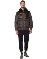 Andrew Marc - Short Faux Leather And Water Resistant Oxford Shell Beaumont Puff Sherpa Rib Knit - Lyst