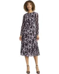 Maggy London - Long Sleeve Midi Abstract Print A-line Silhouette-versatile Cocktail Dress - Lyst