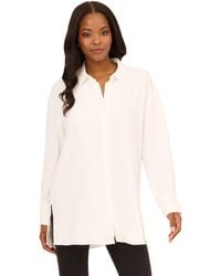 Adrianna Papell - Airflow Woven Button Down Top W/side Slits - Lyst