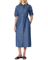 Amazon Essentials - Regular-fit Denim Chambray Long-sleeve Button-up Midi Dress - Lyst
