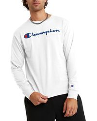 Champion - T, Classic Jersey Long-sleeve Tee Shirt For , Script, White-y06794, Medium - Lyst