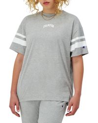 Champion - , Classic Oversized T, Soft And Comfortable Tee Shirt For , Oxford Gray Stripe Arched, X-small - Lyst