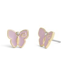 COACH - Signature Butterfly Stud Earrings - Lyst
