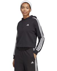 adidas - Essentials 3-stripes French Terry Crop Hoodie - Lyst