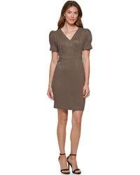 DKNY - Faux-suede Sheath Dress - Lyst