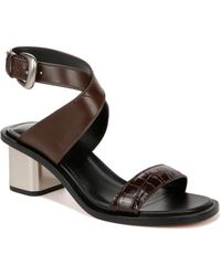 Vince - S Dalia Strappy Heeled Sandals Cacao Brown Croc Print Leather 5.5 M - Lyst