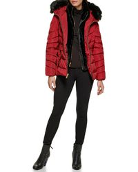 Guess - Fur Lined Hood Cold Weather Puffer Coat - Lyst