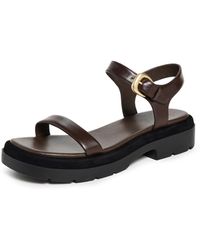 Vince - S Heloise Ankle Strap Platform Sandal Cacao Brown Leather 7.5 M - Lyst