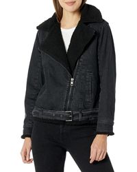 Calvin Klein - Jeans Womens Jeans Oversized Belted Moto With Sherpa Denim Jacket - Lyst