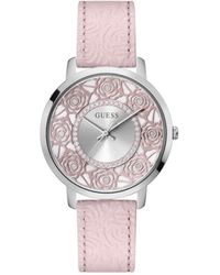 Guess - Pink Strap Silver Dial Silver Tone - Lyst