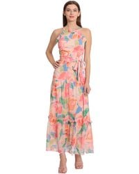 Maggy London - Dresses Halter Neck Chiffon Maxi With Ruffle Details - Lyst
