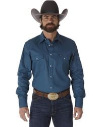 Wrangler - Mens Cowboy Cut Western Long Sleeve Snap Work Firm Finish Button Down Shirts - Lyst