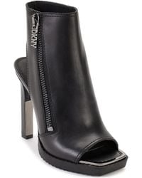 DKNY - Leather Peep-Toe Booties - Lyst