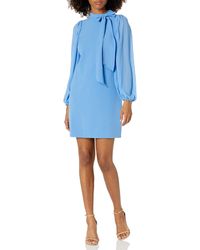 Vince Camuto - Signature Stretch Crepe Bow Neck Shift With Chiffon Sleeve - Lyst