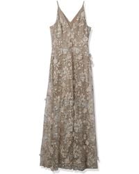 Dress the Population - Sidney 3d Floral Plungin Long Illusion Gown Dress - Lyst
