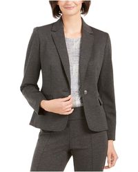 Nine West Womens Seersucker 1 Button Jacket with Ties On Sleeves