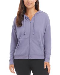 Danskin Zip Front Hoodie With Ruched Back - Purple
