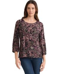 Jones New York - 3/4 Puff Sleeve Paisley Printed Jersey Top - Lyst