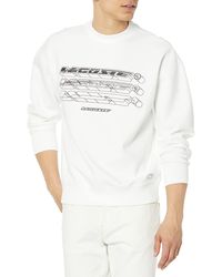 Lacoste - Long Sleeve Loose Fit Double Face Front Graphic Crewneck Sweatshirt - Lyst