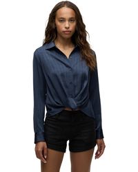 Hudson Jeans - Long Sleeve Knotted Front Button Down Shirt - Lyst