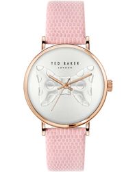Ted Baker - Ladies Pink Lizard Leather Strap Watch - Lyst