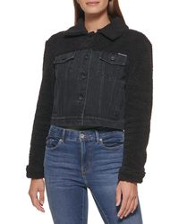 DKNY - Denim Fur Collar Fashionable Jeans Jacket - Lyst