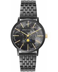 Emporio Armani - A|x Armani Exchange Moonphase Multifunction Black Stainless Steel Watch - Lyst