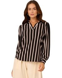 Adrianna Papell - Print Collared V-neck Knit Top - Lyst