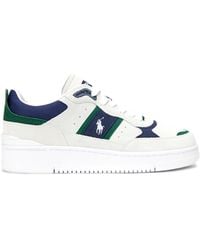 Polo Ralph Lauren - , , Masters Sport Leather-suede Sneaker, Bianco/navy/green, 10.5, Medium - Lyst