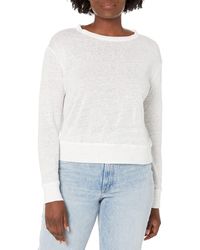 Vince - S Linen L/s Pullover,optic White,small - Lyst
