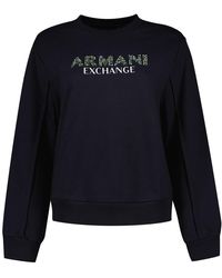 Emporio Armani - A | X Armani Exchange Rhinestone Logo Crewneck Pullover Sweatshirt - Lyst