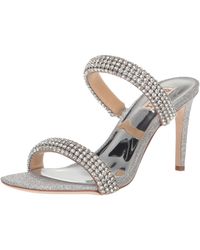 Badgley Mischka Selena Bejeweled Stiletto Sandals in Gray | Lyst