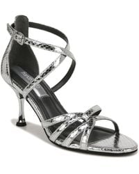 Franco Sarto - S Rika Strappy Heeled Dress Sandals Silver Metallic Snake 8 M - Lyst