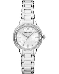 Emporio Armani - Three-hand Silver Stainless Steel Bracelet Watch - Lyst