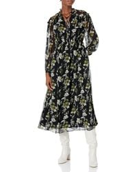 Shoshanna - Arya Leaf Floral Print Long Sleeve Midi Dress - Lyst