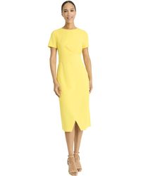 Maggy London - Elegant Fitted Midi Front Slit-scuba Crepe Short Sleeve Professional Wedding Guest Cocktail Dress - Lyst