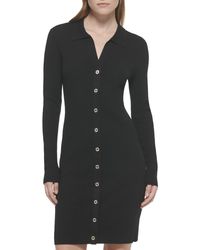 Tommy Hilfiger - Sheath Sweater Button Front Dress - Lyst